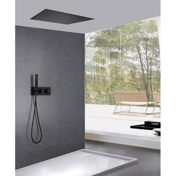 Душевая система для душа с термостатом Abber Daheim AF8255B, черный матовый - фото 2