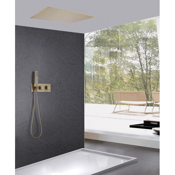 Душевая система для душа с термостатом Abber Daheim AF8255G, золото матовое - фото 2