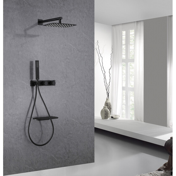Душевая система для ванны с термостатом Abber Rund AF8750B, черный матовый - фото 2