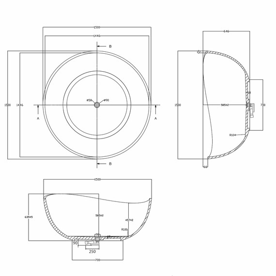Ванна прозрачная Abber Kristall 150x150 см AT9705Aquamarin, бирюзовый - фото 5