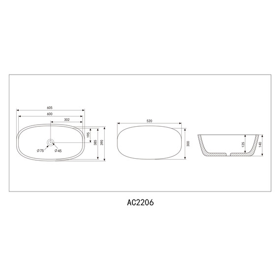 Раковина-чаша Abber Rechteck 60 см AC2206MG, серый матовый - фото 4