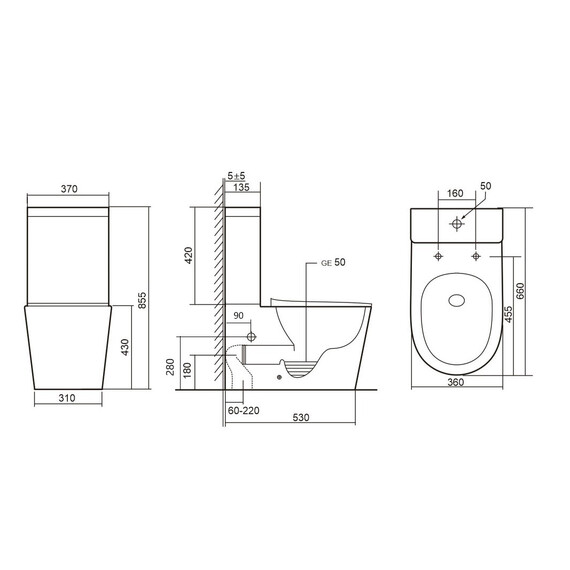 Унитаз-компакт безободковый Abber Bequem AC1112TMW с крышкой микролифт, белый матовый, Цвет производителя: белый матовый - фото 23