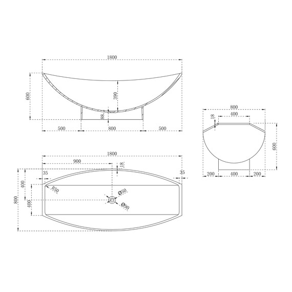 Ванна отдельностоящая Abber Stein 180x80 см AS9610, белый матовый - фото 12