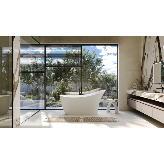 Ванна отдельностоящая Abber Stein 169x75 см AS9618, белый матовый - фото 8