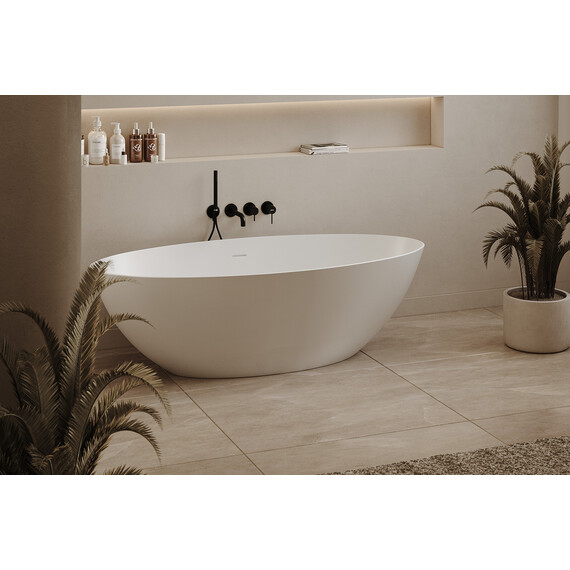 Ванна отдельностоящая Abber Stein 170x80 см AS9625-1.7, белый матовый, Размер - мм: 1700x800 - фото 9