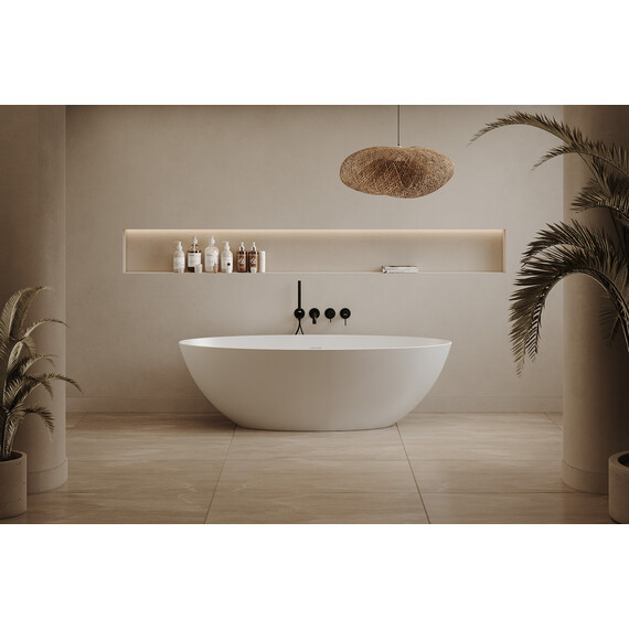 Ванна отдельностоящая Abber Stein 170x80 см AS9625-1.7, белый матовый, Размер - мм: 1700x800 - фото 8