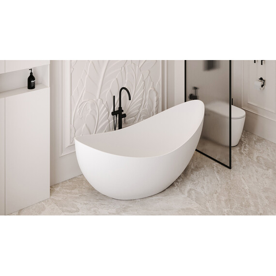 Ванна отдельностоящая Abber Stein 180x80 см AS9633, белый матовый - фото 9