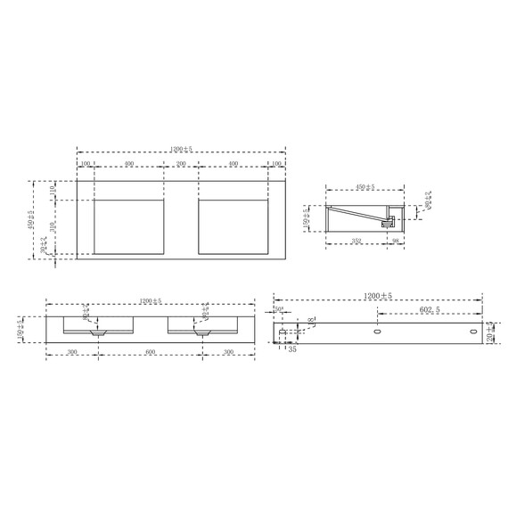 Раковина подвесная Abber Stein 121 см AS2643-1.2, белый матовый - фото 3