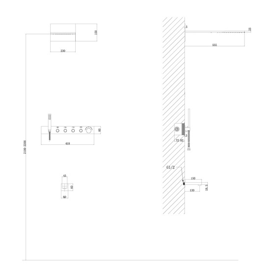 Душевая система для ванны с термостатом Abber Rund AF8753B, черный матовый - фото 3