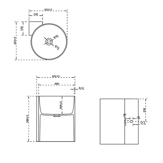 Раковина подвесная Abber Stein 42 см AS2625, белый матовый - фото 5