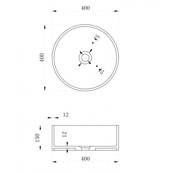 Раковина-чаша Abber Stein 40 см AS2612, белый матовый - фото 3