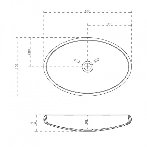 Раковина-чаша Abber Stein 60 см AS2614, белый матовый - фото 3