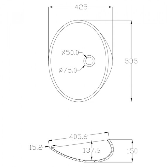 Раковина-чаша Abber Stein 53 см AS2616, белый матовый - фото 2