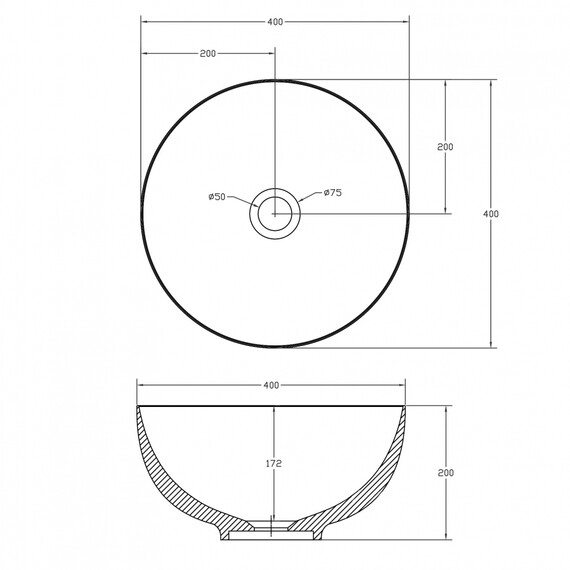 Раковина-чаша Abber Stein 40 см AS2617, белый матовый - фото 4