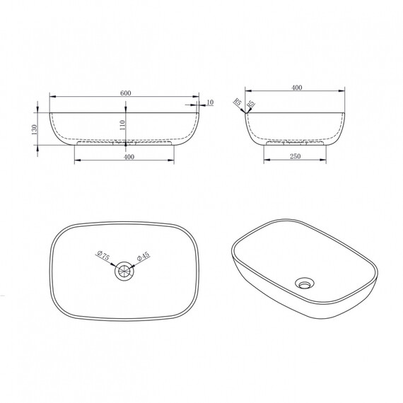 Раковина-чаша Abber Stein 60 см AS2620, белый матовый - фото 4