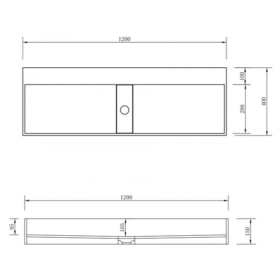 Раковина накладная Abber Stein 120 см AS2642, белый матовый - фото 4