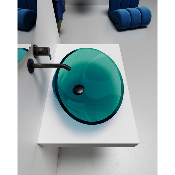 Раковина-чаша прозрачная Abber Kristall 53 см AT2812Aquamarin, бирюзовый - фото 4