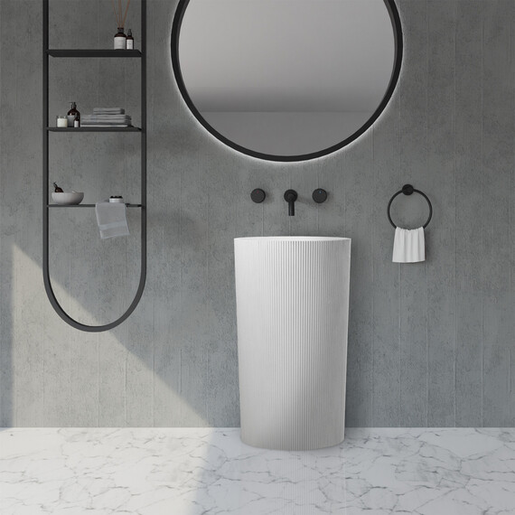 Раковина напольная Abber Stein 50 см AS2501-H, белый матовый - фото 2