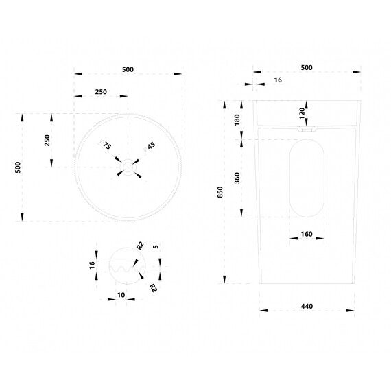 Раковина напольная Abber Stein 50 см AS2501-H, белый матовый - фото 4