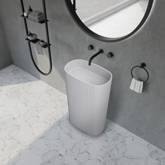 Раковина напольная Abber Stein 55 см AS2502-H, белый матовый - фото 2