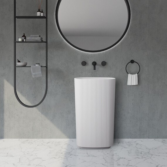 Раковина напольная Abber Stein 55 см AS2502-H, белый матовый - фото 3