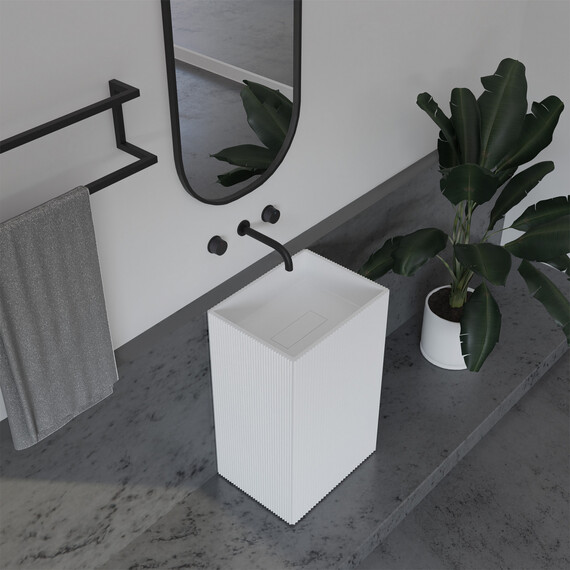 Раковина напольная Abber Stein 50 см AS2503-H, белый матовый - фото 2