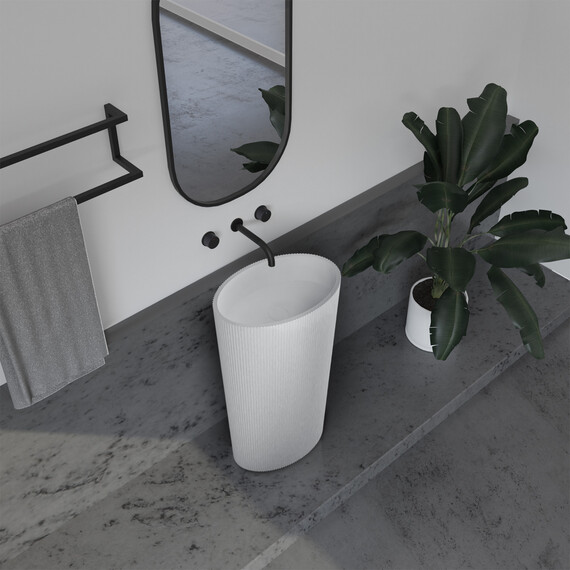 Раковина напольная Abber Stein 50 см AS2504-H, белый матовый - фото 2