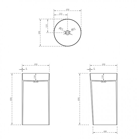 Раковина напольная Abber Stein 45 см AS2506, белый матовый - фото 5