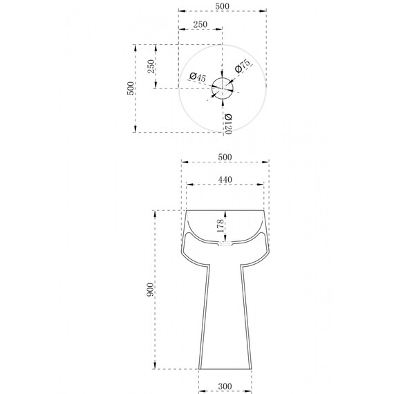 Раковина напольная Abber Stein 50 см AS2508, белый матовый - фото 4