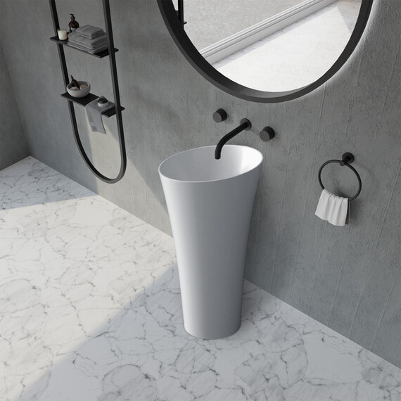 Раковина напольная Abber Stein 50 см AS2509, белый матовый - фото 2