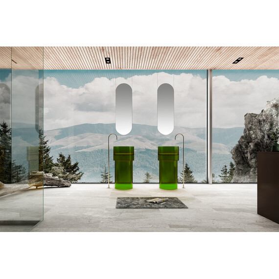 Раковина напольная прозрачная Abber Kristall 45 см AT2701Emerald, зеленый - фото 2