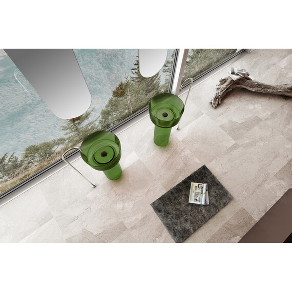 Раковина напольная прозрачная Abber Kristall 45 см AT2702Emerald, зеленый - фото 3