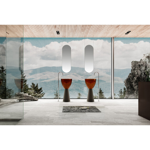 Раковина напольная прозрачная Abber Kristall 45 см AT2703Black-Opal, черный/коричневый - фото 2