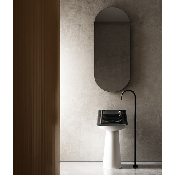 Раковина напольная прозрачная Abber Kristall 50 см AT2706White-Onyx, белый/черный - фото 2