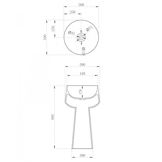 Раковина напольная прозрачная Abber Kristall 50 см AT2706White-Onyx, белый/черный - фото 5