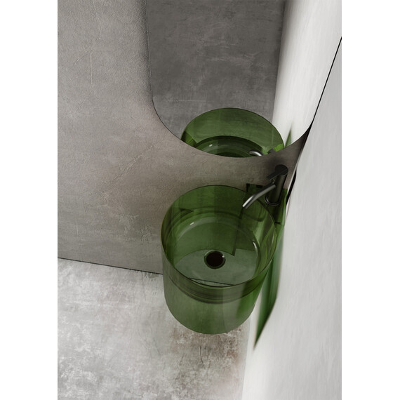 Раковина подвесная прозрачная Abber Kristall 42 см AT2705Emerald, зеленый - фото 4