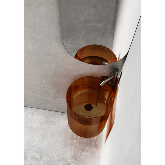 Раковина подвесная прозрачная Abber Kristall 42 см AT2705Opal, коричневый - фото 4