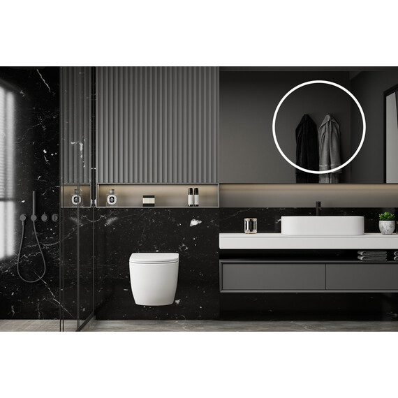 Унитаз подвесной безободковый Abber Bequem AC1100MW с крышкой микролифт, белый матовый - фото 11