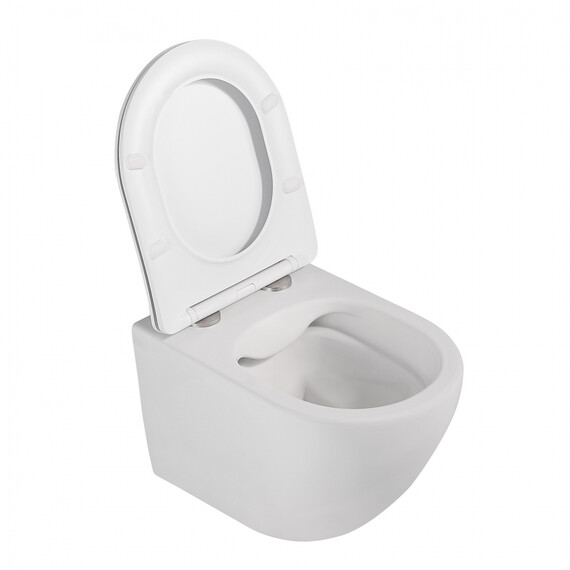 Унитаз подвесной безободковый Abber Bequem AC1100MW с крышкой микролифт, белый матовый - фото 16