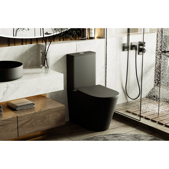 Унитаз-компакт безободковый Abber Bequem AC1112TMB с крышкой микролифт, черный матовый, Цвет производителя: чёрный - фото 12