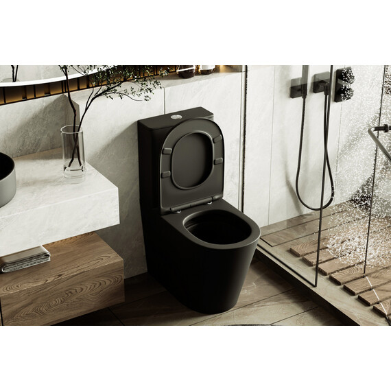 Унитаз-компакт безободковый Abber Bequem AC1112TMB с крышкой микролифт, черный матовый, Цвет производителя: чёрный - фото 14