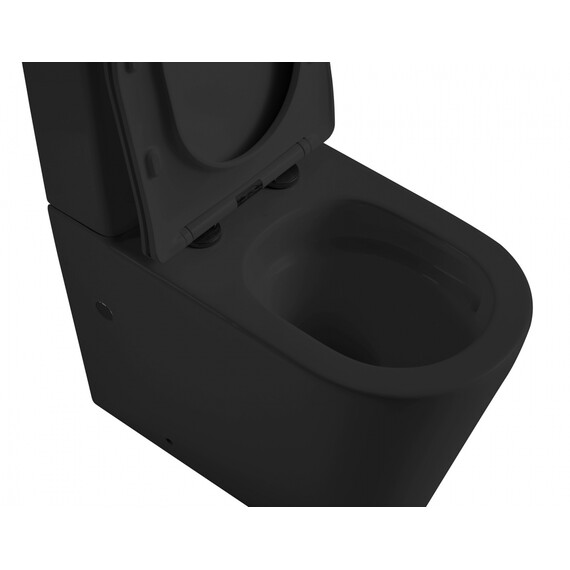 Унитаз-компакт безободковый Abber Bequem AC1112TMB с крышкой микролифт, черный матовый, Цвет производителя: чёрный - фото 20
