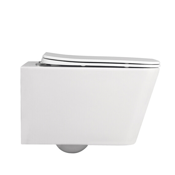 Унитаз подвесной безободковый Abber Rechteck AC1201MW с тонкой крышкой микролифт, белый матовый - фото 15
