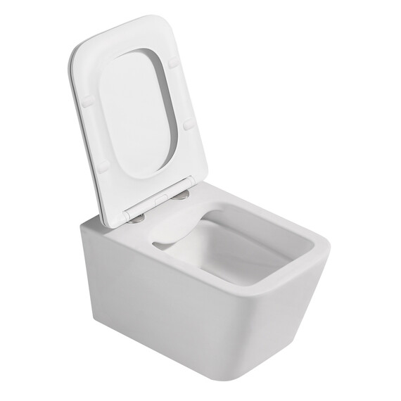 Унитаз подвесной безободковый Abber Rechteck AC1201MW с тонкой крышкой микролифт, белый матовый - фото 18