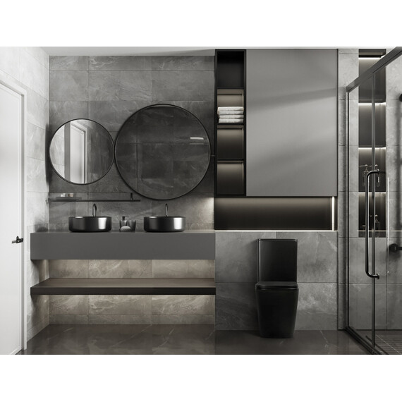 Унитаз-компакт безободковый Abber Rechteck AC1210TMB (смыв торнадо) с тонкой крышкой микролифт, чёрный матовый, Цвет производителя: чёрный матовый - фото 12