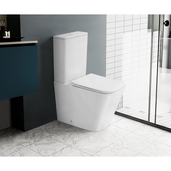 Унитаз-компакт безободковый Abber Rechteck AC1210 с тонкой крышкой микролифт (выпуск горизонтальный), Цвет производителя: белый матовый - фото 13