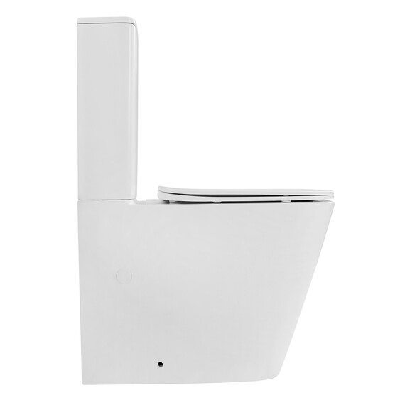 Унитаз-компакт безободковый Abber Rechteck AC1210 с тонкой крышкой микролифт (выпуск горизонтальный), Цвет производителя: белый матовый - фото 15