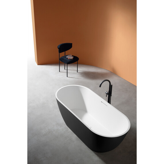 Ванна отдельностоящая Abber Frankfurt 170x75 см AM9941BW, чёрно-белый матовый - фото 9