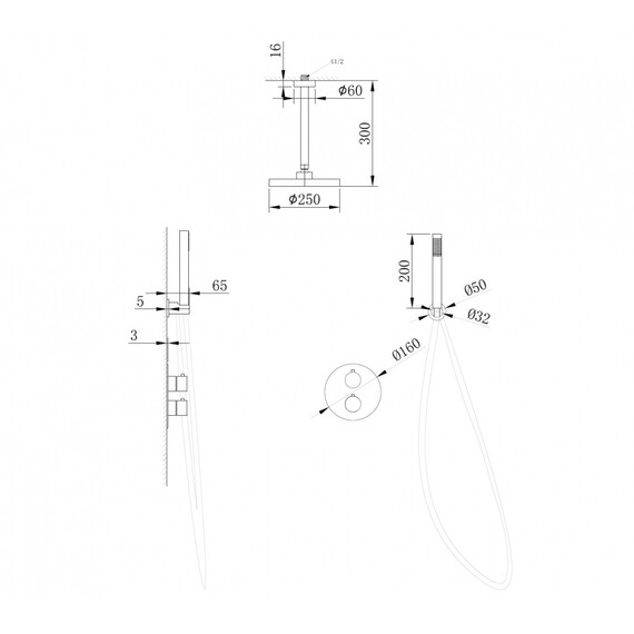 Душевая система для душа Abber Wasser Kreis AF8121B, чёрный матовый - фото 3