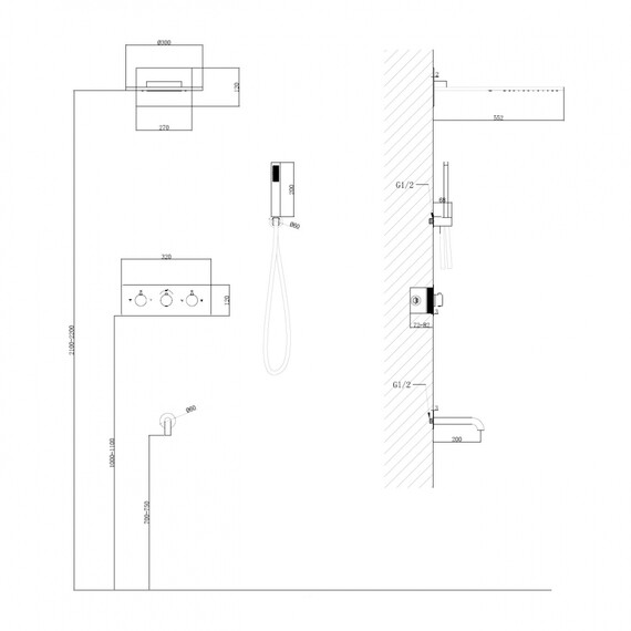 Душевая система для ванны с термостатом Abber Wasser Kreis AF8150B, чёрный матовый - фото 3